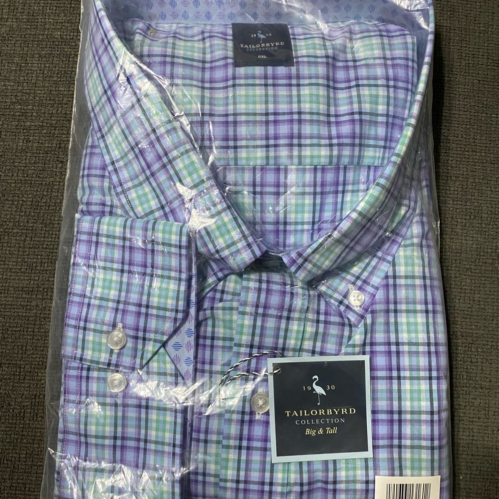 TailorByrd Men's Plaid Shirt - Blue and Green Sz 6X long sleeve